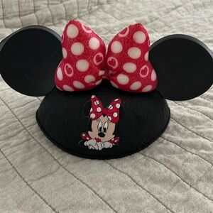 Minnie Mouse ears with chin strap. Excellent condition